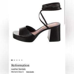Reformation Black Leather Block Heel Sandals